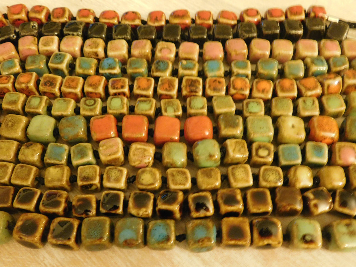 Clay Bead Short Necklace Square Beads