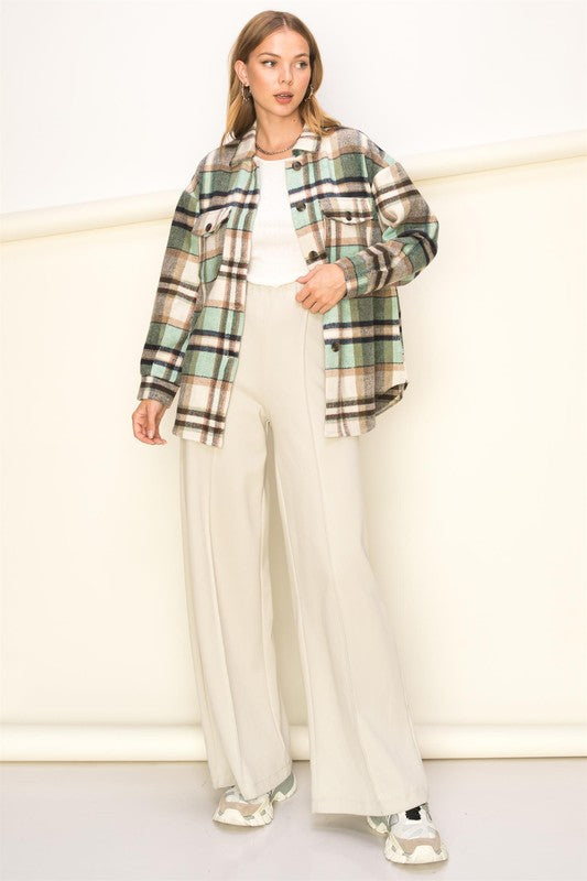 Sweet Comfort Plaid Pattern Shacket - Dixie Hike & Style