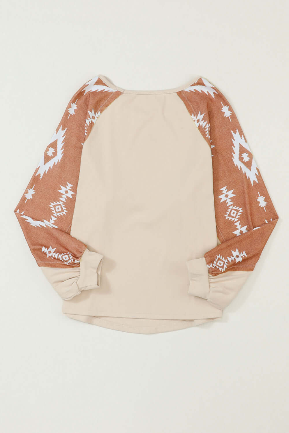 Apricot Western Print Patch Long Sleeve Top - Dixie Hike & Style
