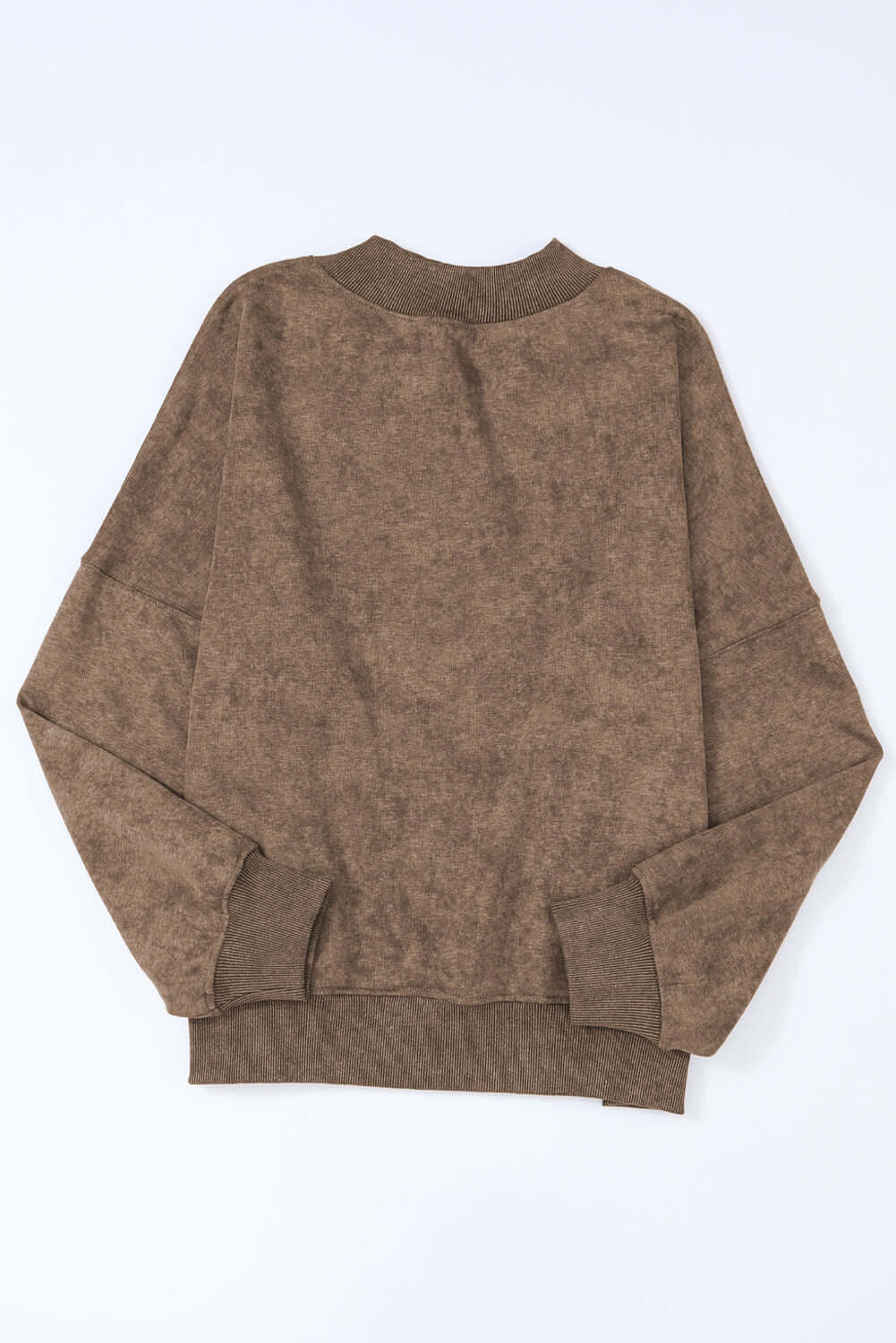 Brown Drop Shoulder Crew Neck Pullover Sweatshirt - Dixie Hike & Style