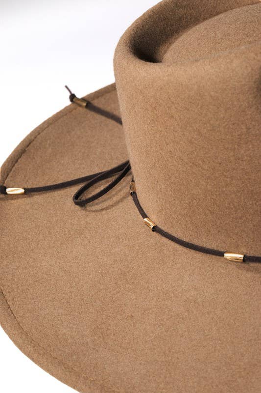 Delicate Trim Wool Panama Hat