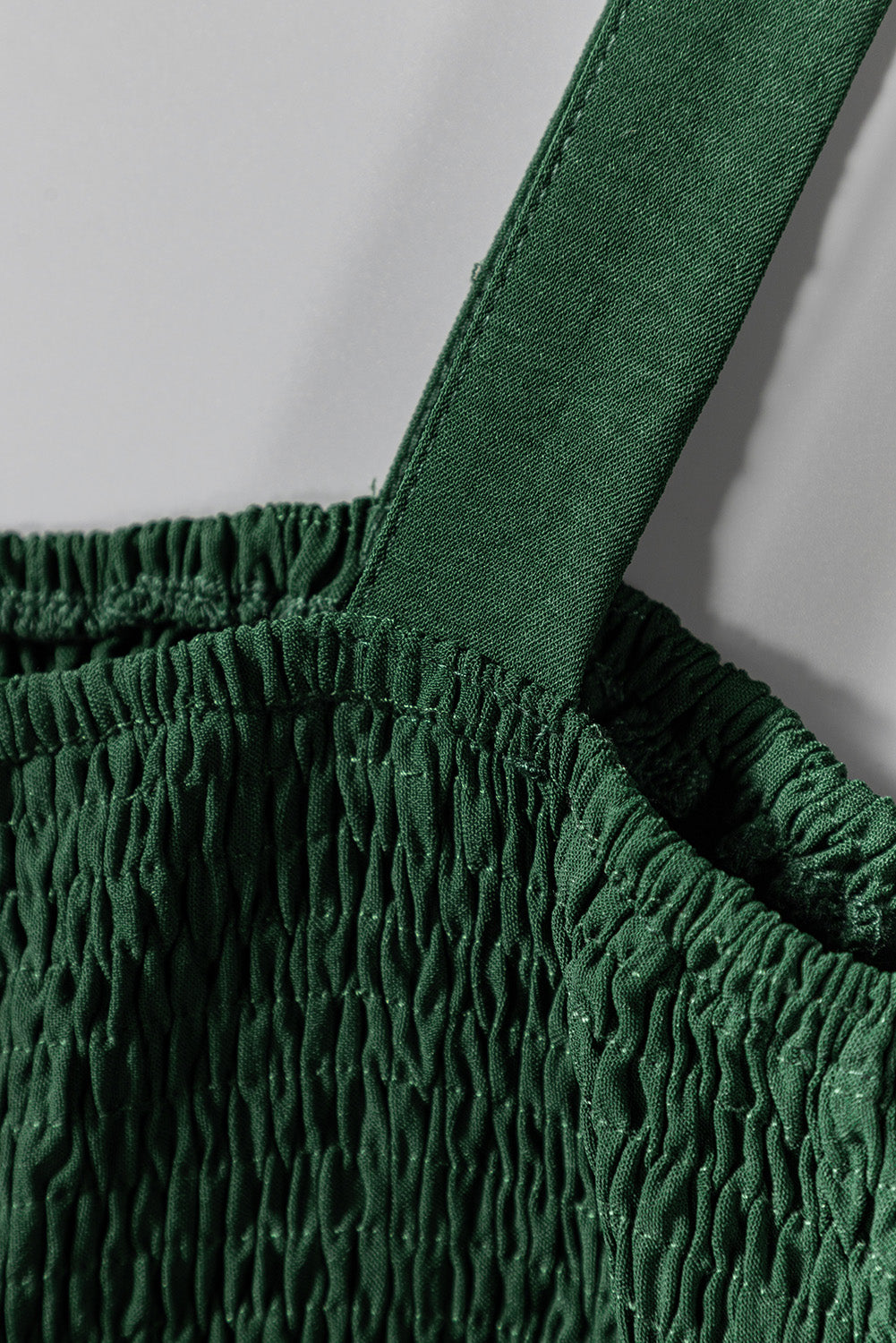 Green Smocked Sleeveless Wide Leg Jumpsuit with Pockets - Dixie Hike & Style