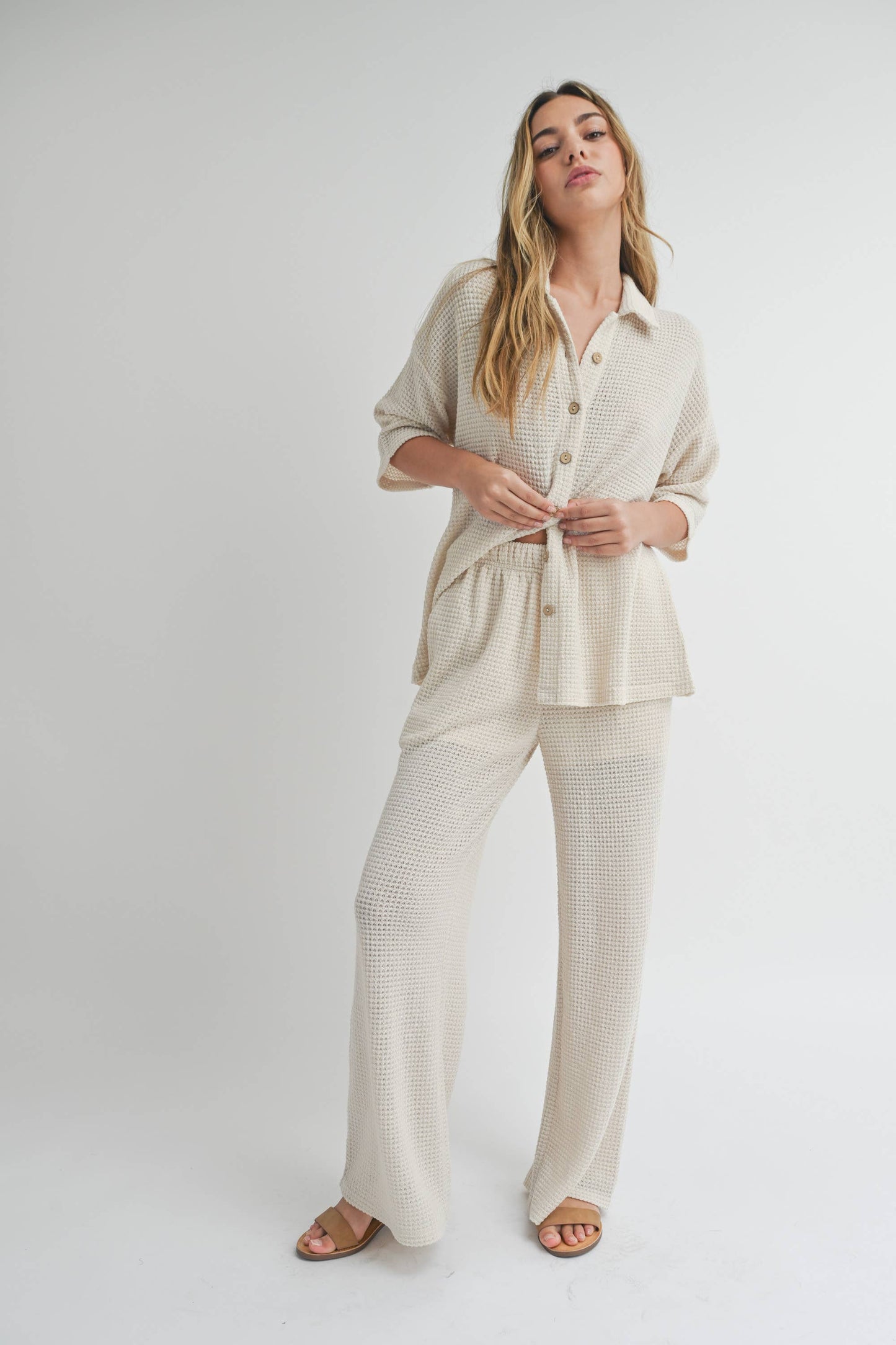 MIOU MUSE - P3421ST WAFFLED FABRIC KNITTED PANTS
