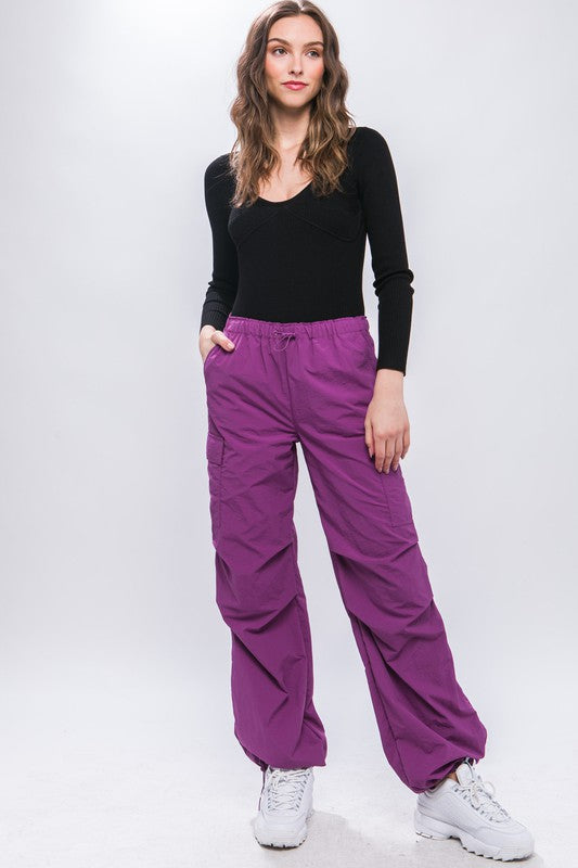 Loose Fit Parachute Cargo Pants - Dixie Hike & Style
