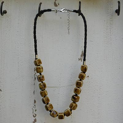 Clay Bead Short Necklace Square Beads