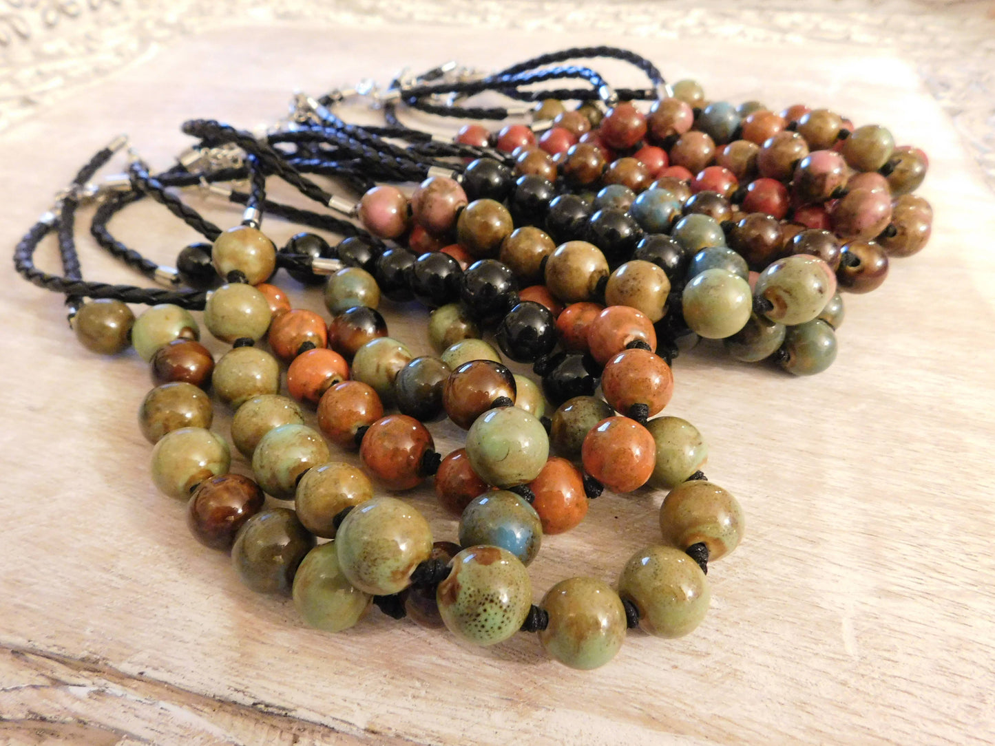 Clay Bead Short Necklace Round Beads