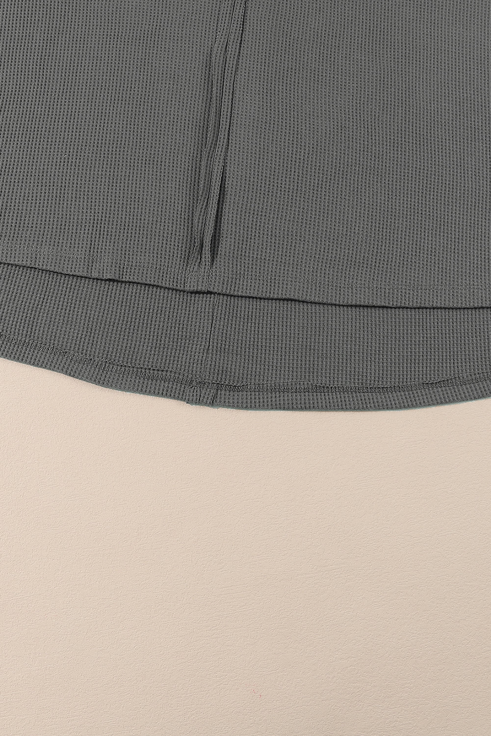 Gray Exposed Seam Patchwork Bubble Sleeve Waffle Knit Top - Dixie Hike & Style