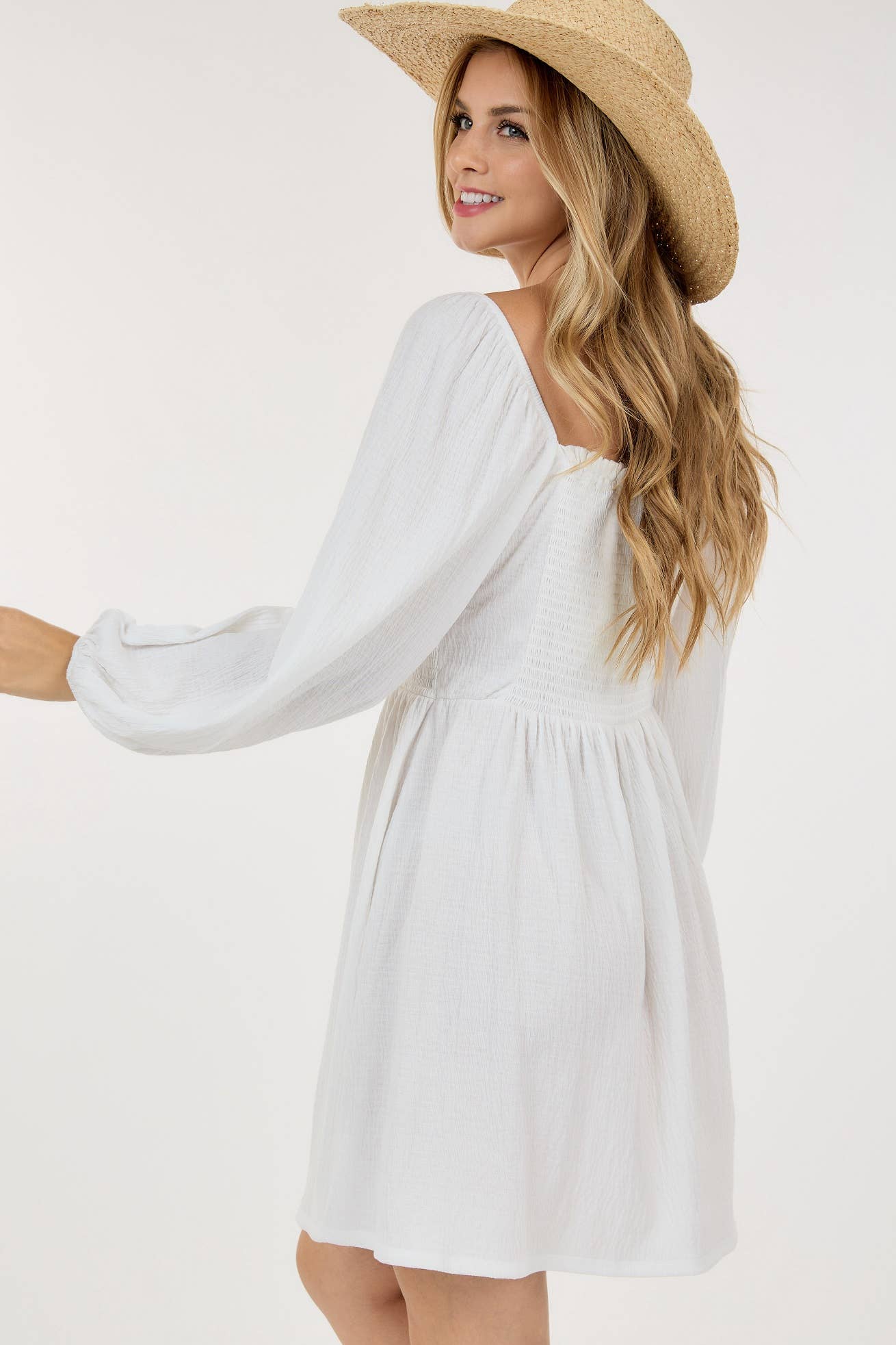 Bubble Long Sleeve Short Dress