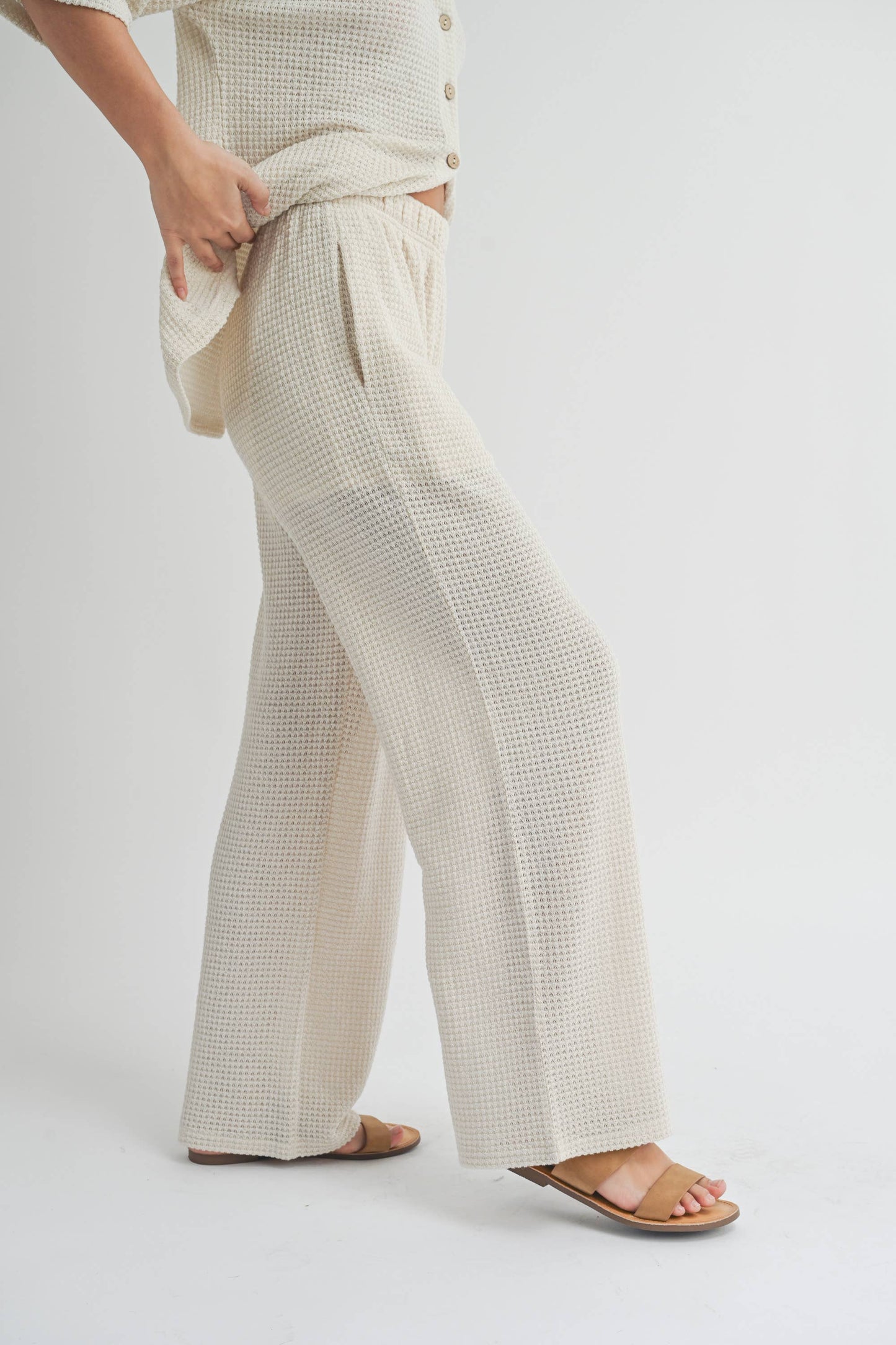 MIOU MUSE - P3421ST WAFFLED FABRIC KNITTED PANTS