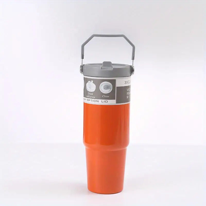 TravellerTumbler: 30oz Stainless Steel Outdoor & Travel Cup with Handle and Straw - Dixie Hike & Style