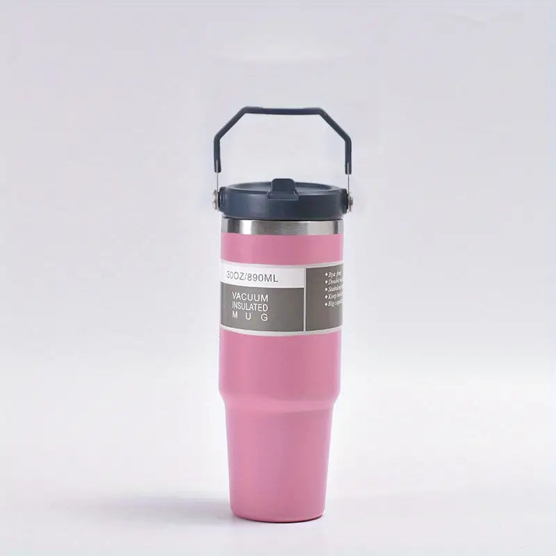 TravellerTumbler: 30oz Stainless Steel Outdoor & Travel Cup with Handle and Straw - Dixie Hike & Style