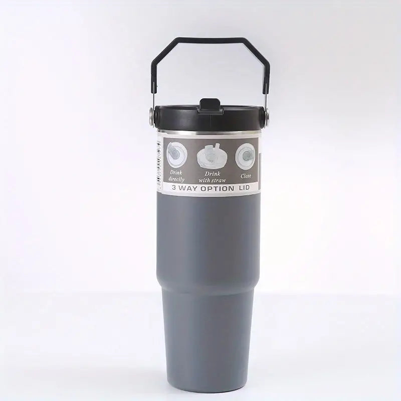 TravellerTumbler: 30oz Stainless Steel Outdoor & Travel Cup with Handle and Straw - Dixie Hike & Style