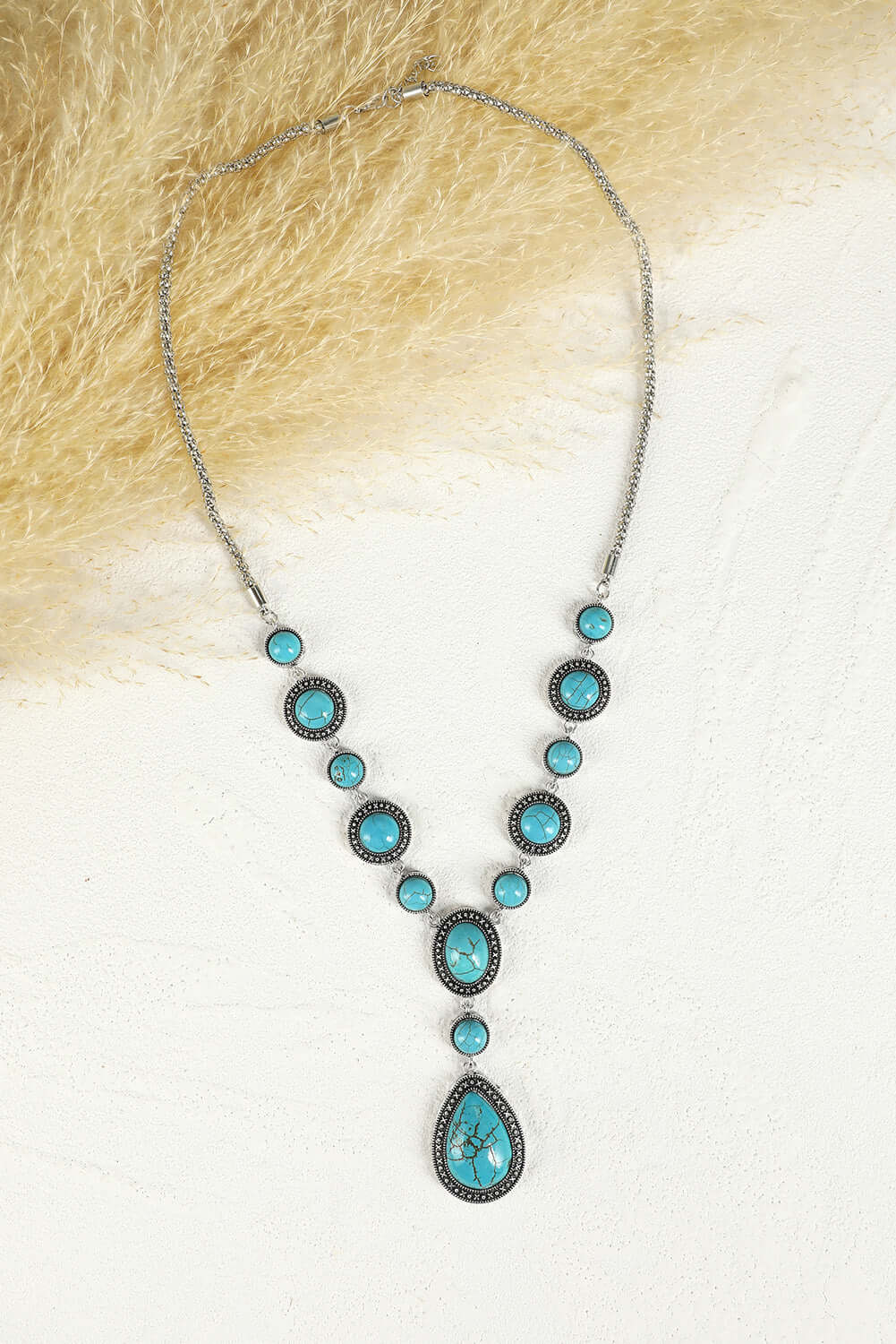 Green Crackle Turquoise Water Drop Accent Necklace - Dixie Hike & Style