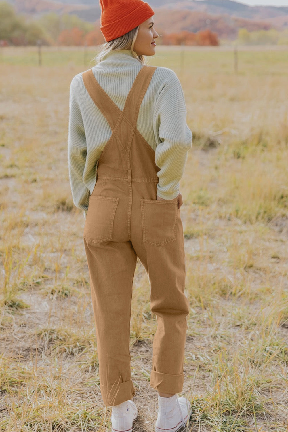 Khaki Vintage Multi Pockets Buckle Strap Cargo Denim Overalls - Dixie Hike & Style