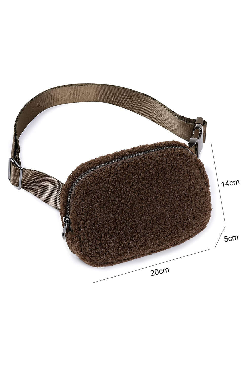 Coffee Sherpa Adjustable Strap Crossbody Bag - Dixie Hike & Style