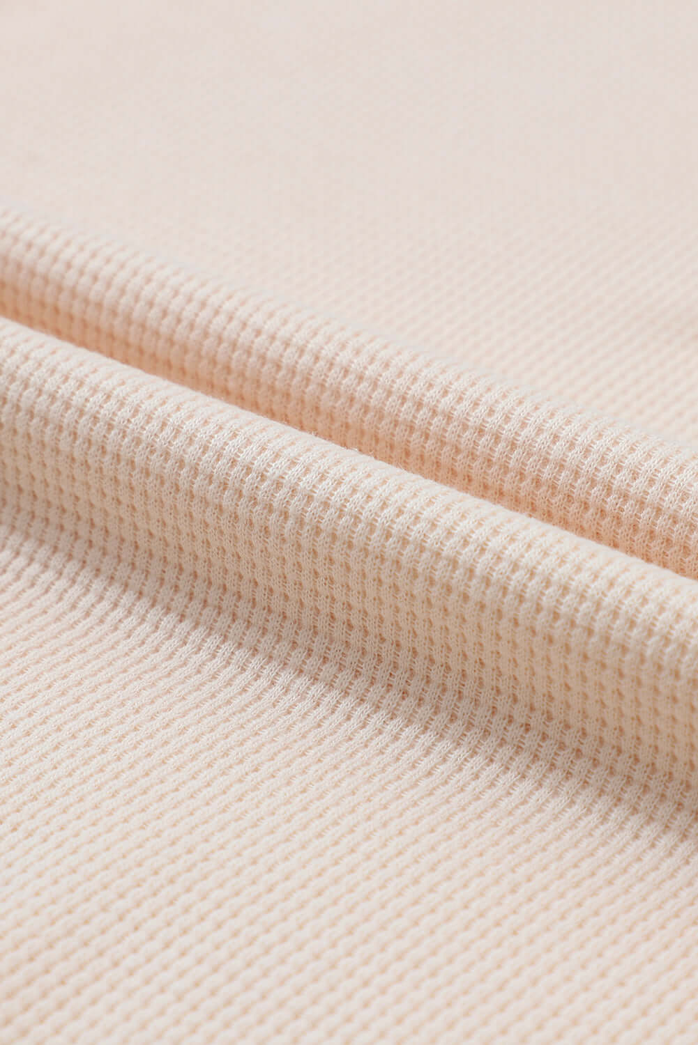 Beige Waffle Knit Textured Henley Top - Dixie Hike & Style