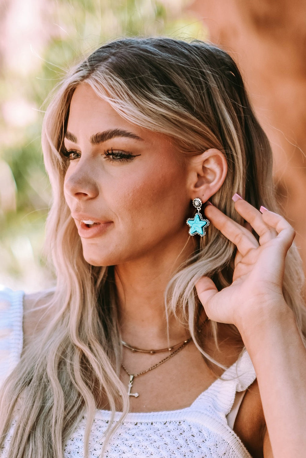 Green Star Dangle Antique Studded Western Earrings - Dixie Hike & Style
