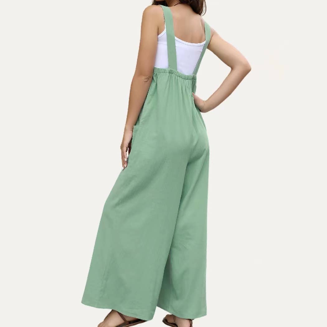 Lay Back Trendy Wide-Leg Open-Back Overall Jumpsuit