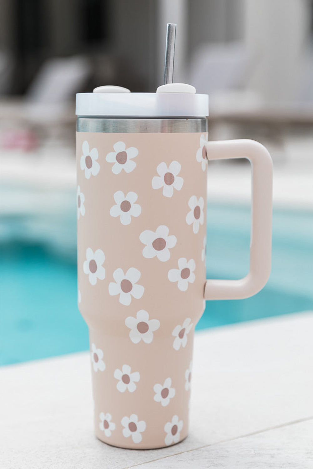 Parchment Floret Print Stainless Tumbler With Lid And Straw - Dixie Hike & Style