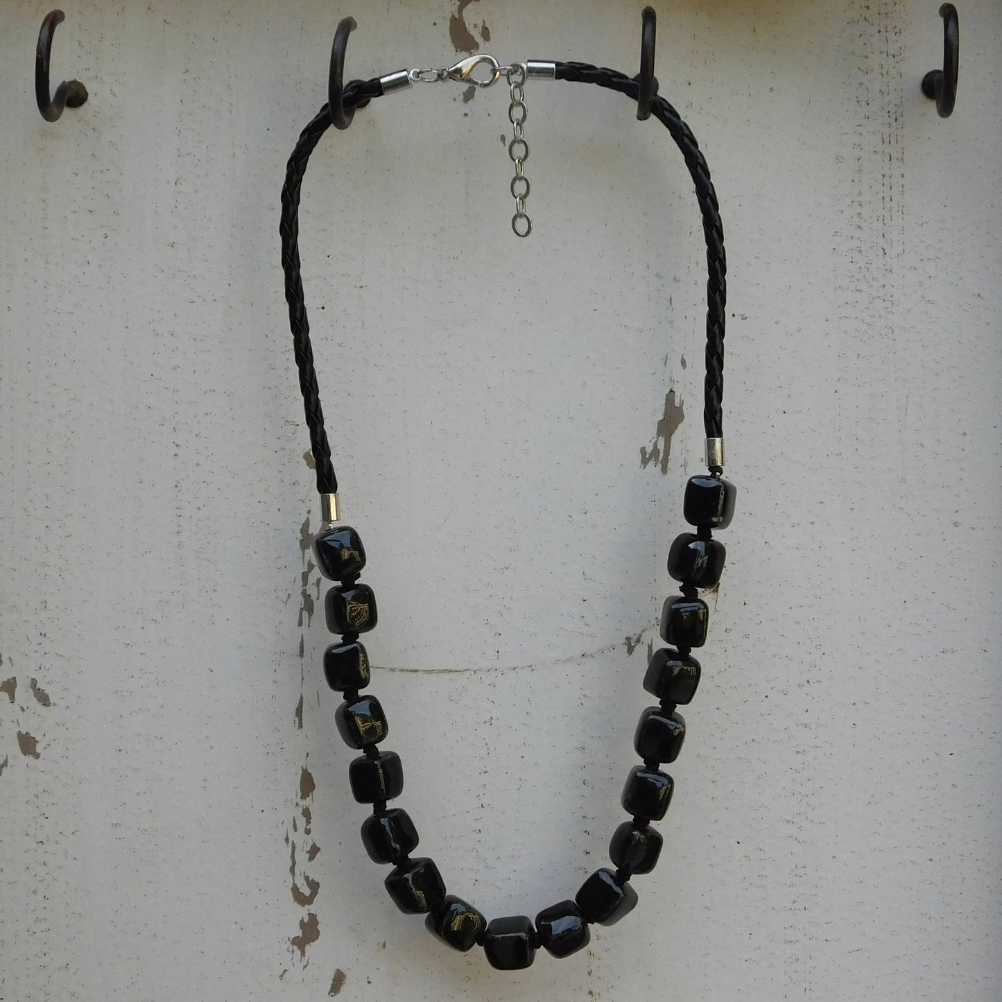 Clay Bead Short Necklace Square Beads