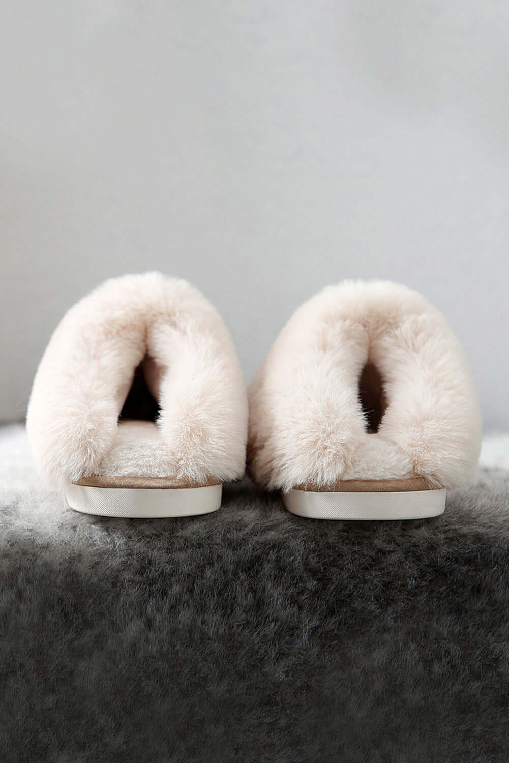 Khaki Cut and Sew Faux Suede Plush Lined Slippers - Dixie Hike & Style