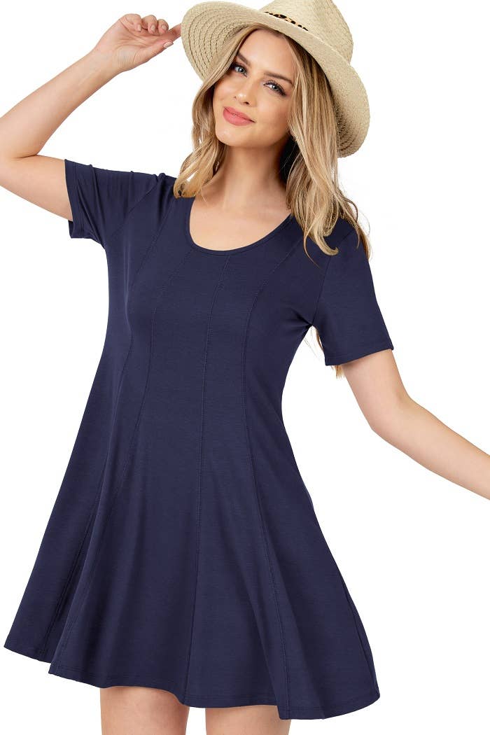 Basic Short Sleeve Midi Dress