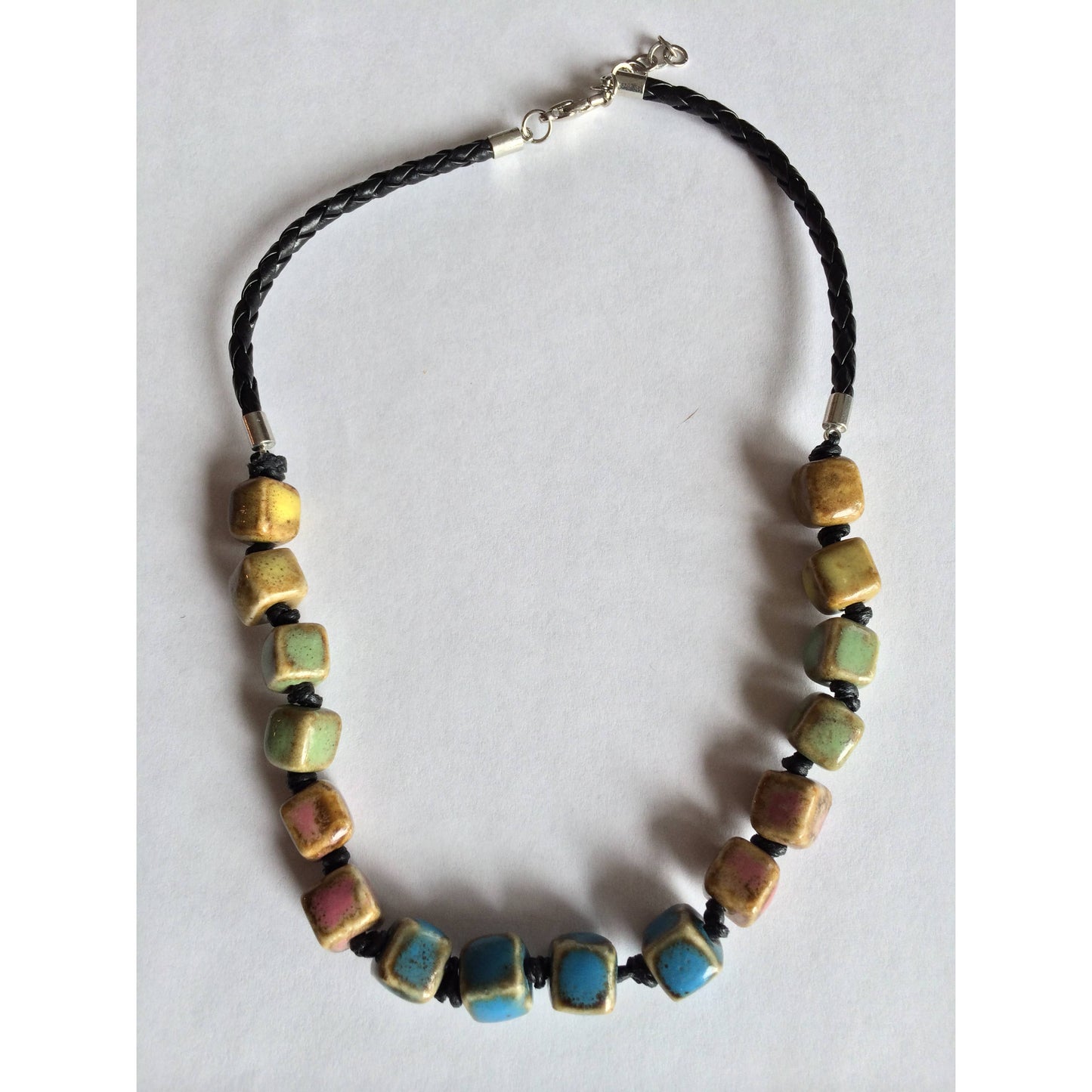 Clay Bead Short Necklace Square Beads