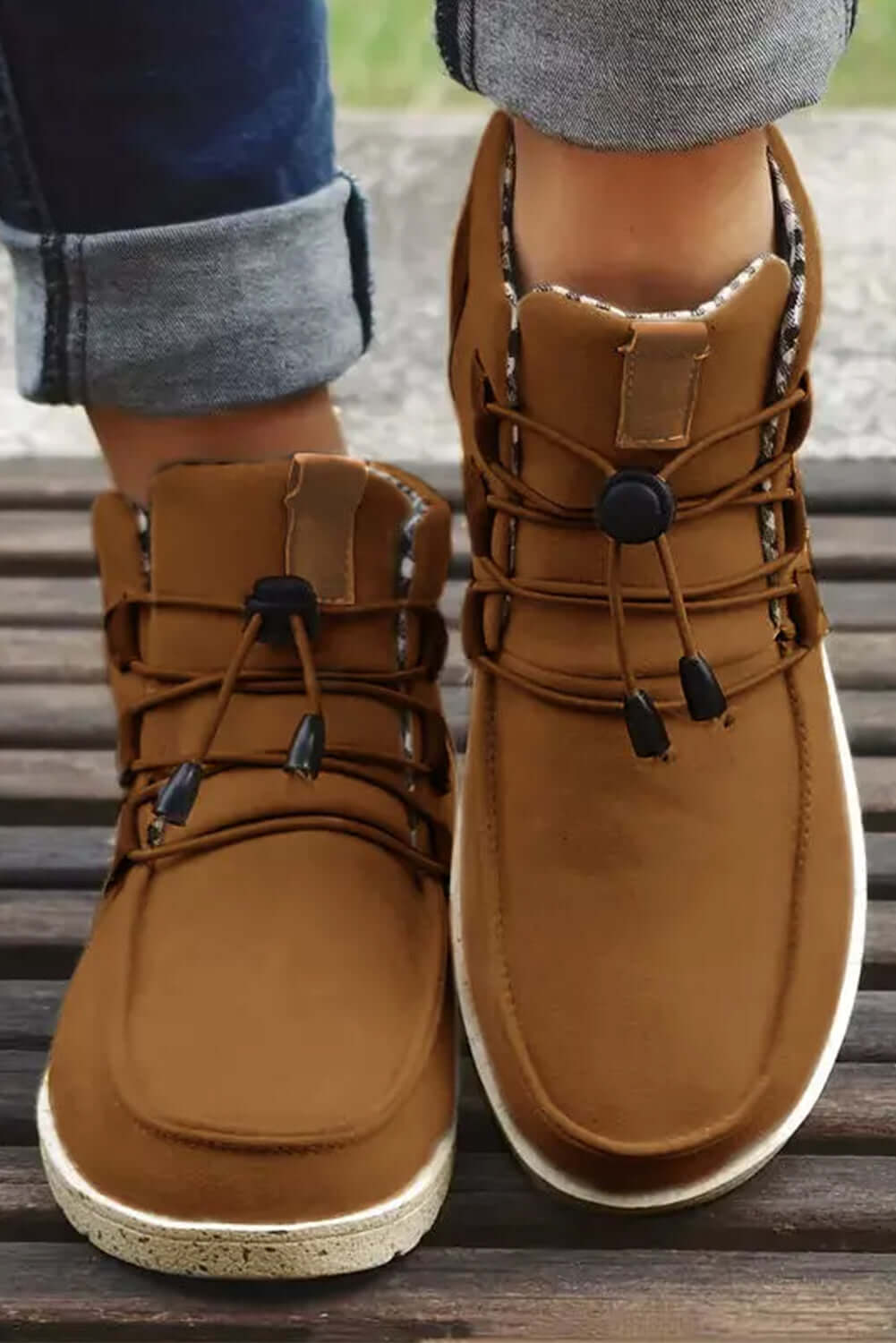 Camel Faux Suede Lace Up Ankle Boots - Dixie Hike & Style