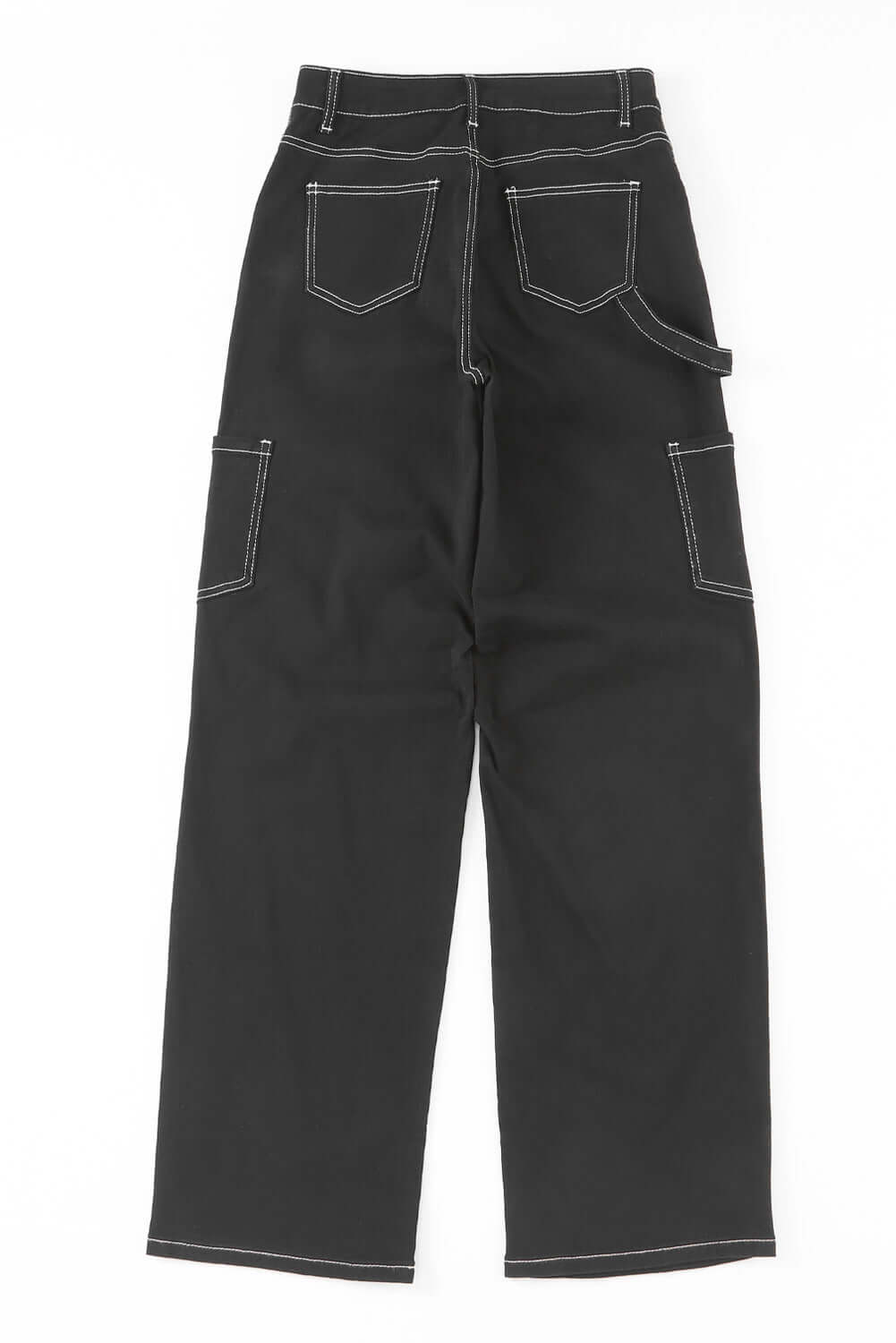 Black High Waist Straight Leg Cargo Pants with Pockets - Dixie Hike & Style
