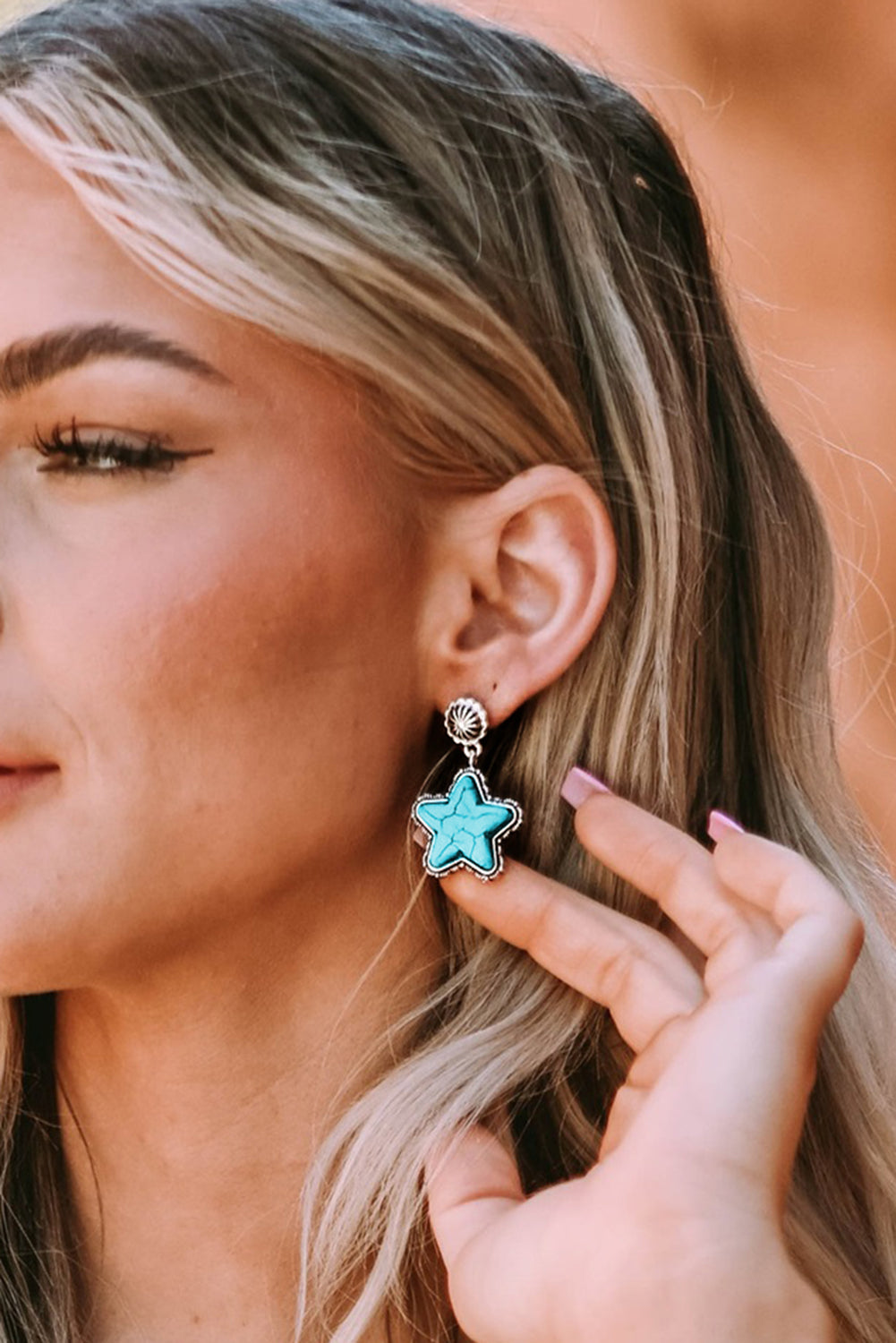 Green Star Dangle Antique Studded Western Earrings - Dixie Hike & Style
