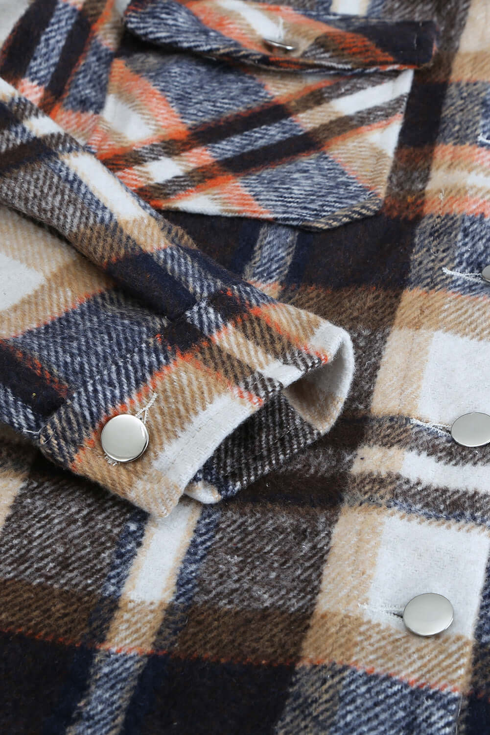 Geometric Plaid Print Pocketed Shacket - Dixie Hike & Style