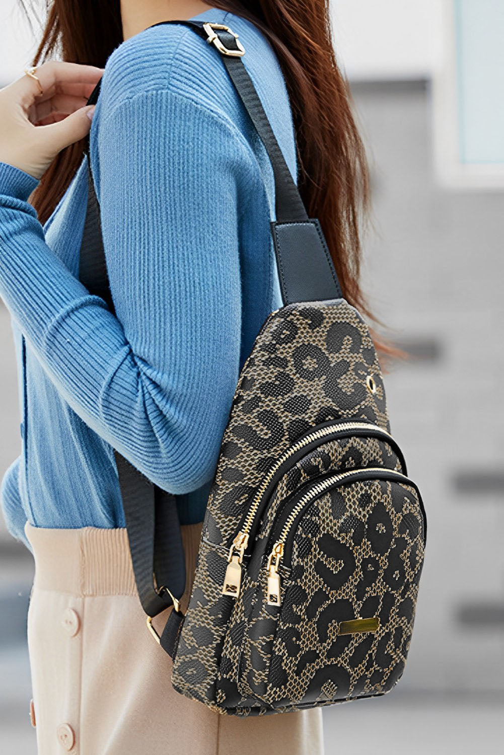 Leopard Print PU Sling Bag - Dixie Hike & Style