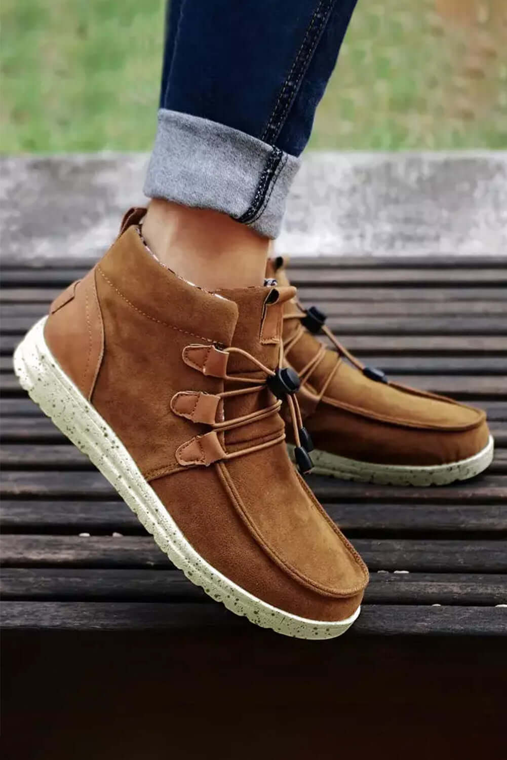 Camel Faux Suede Lace Up Ankle Boots - Dixie Hike & Style
