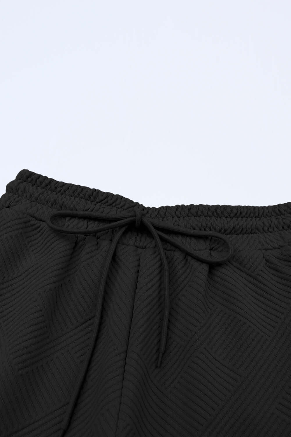 Black Textured Loose Fit T Shirt and Drawstring Pants Set - Dixie Hike & Style