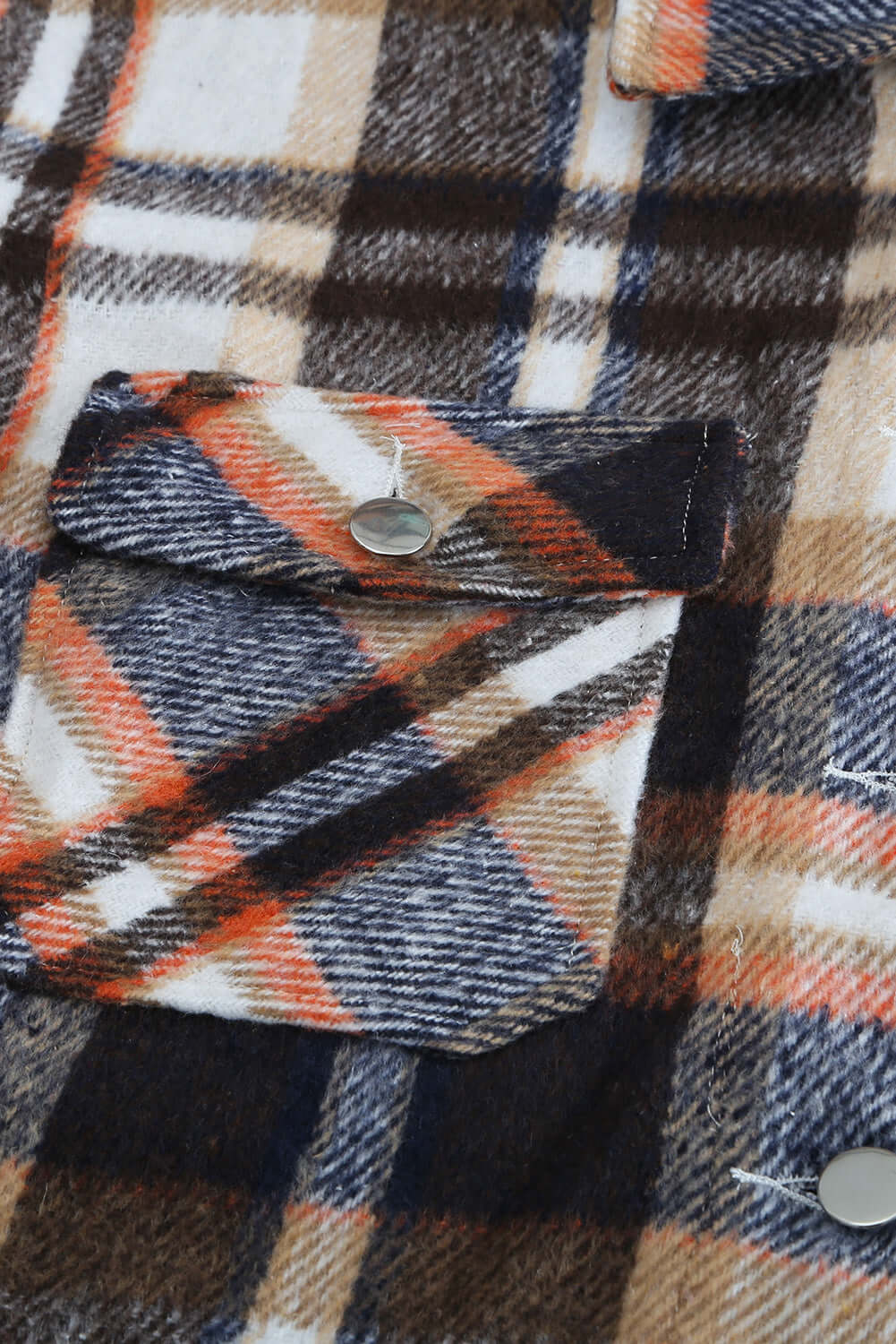 Geometric Plaid Print Pocketed Shacket - Dixie Hike & Style
