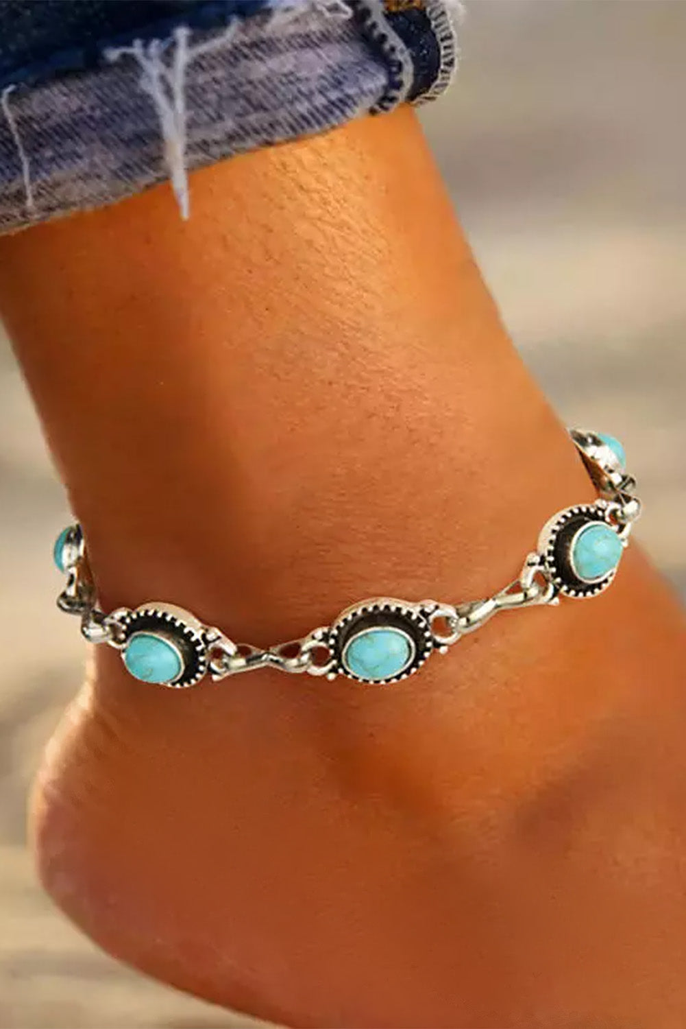 Silver Bohemian Turquoise Casual Anklet - Dixie Hike & Style