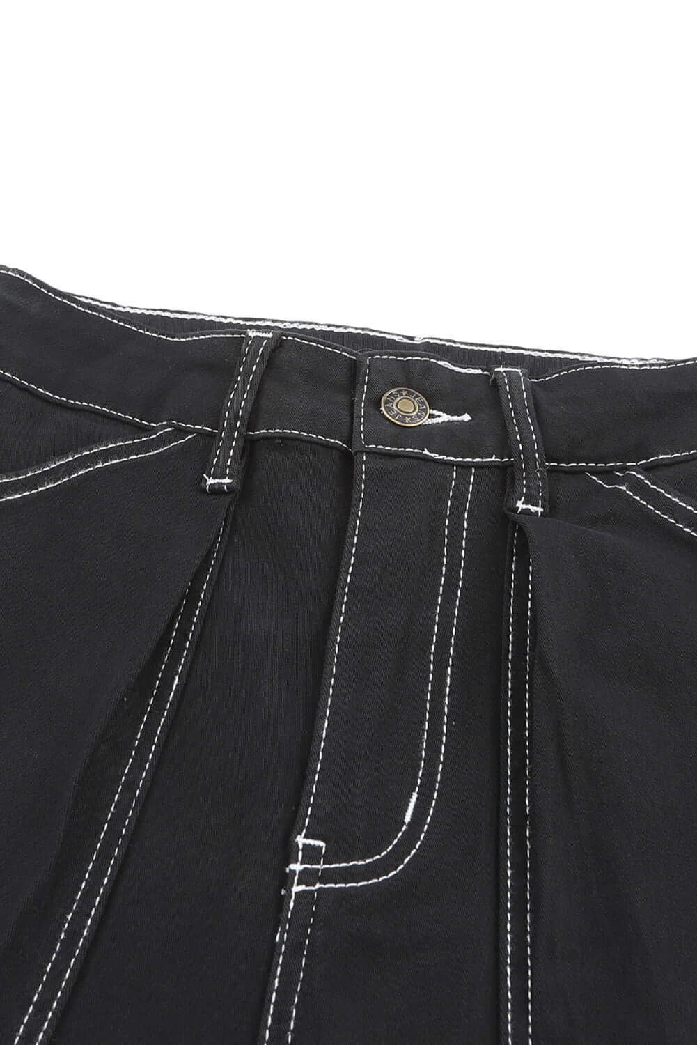 Black High Waist Straight Leg Cargo Pants with Pockets - Dixie Hike & Style