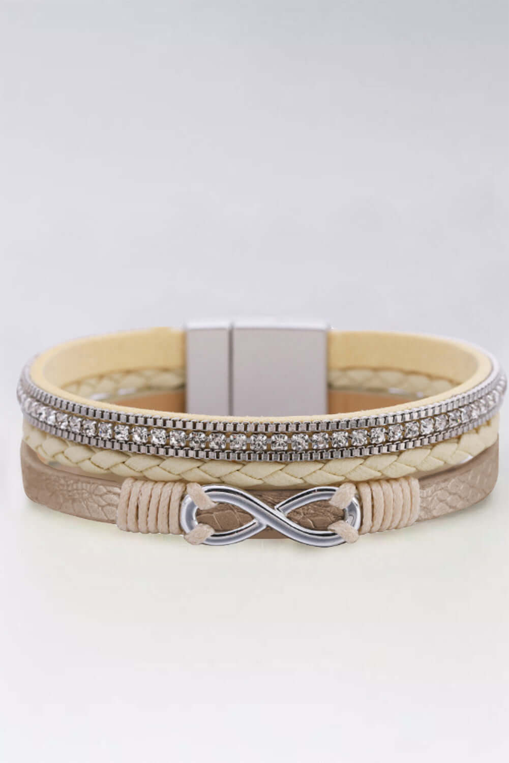 Apricot Infinity Rhinestone Magnetic Buckle Bracelet - Dixie Hike & Style