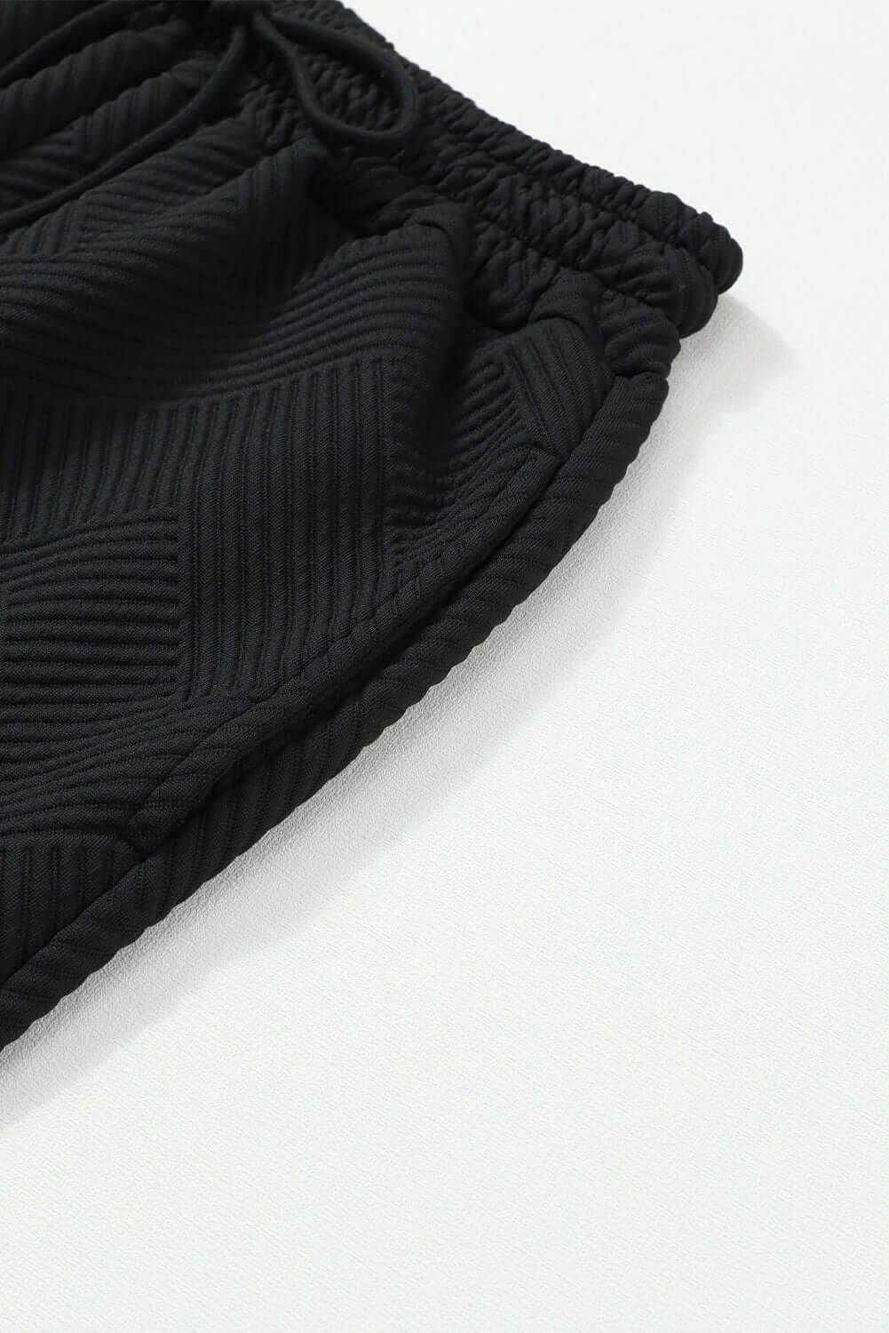 Black Ultra Loose Textured 2pcs Slouchy Outfit - Dixie Hike & Style