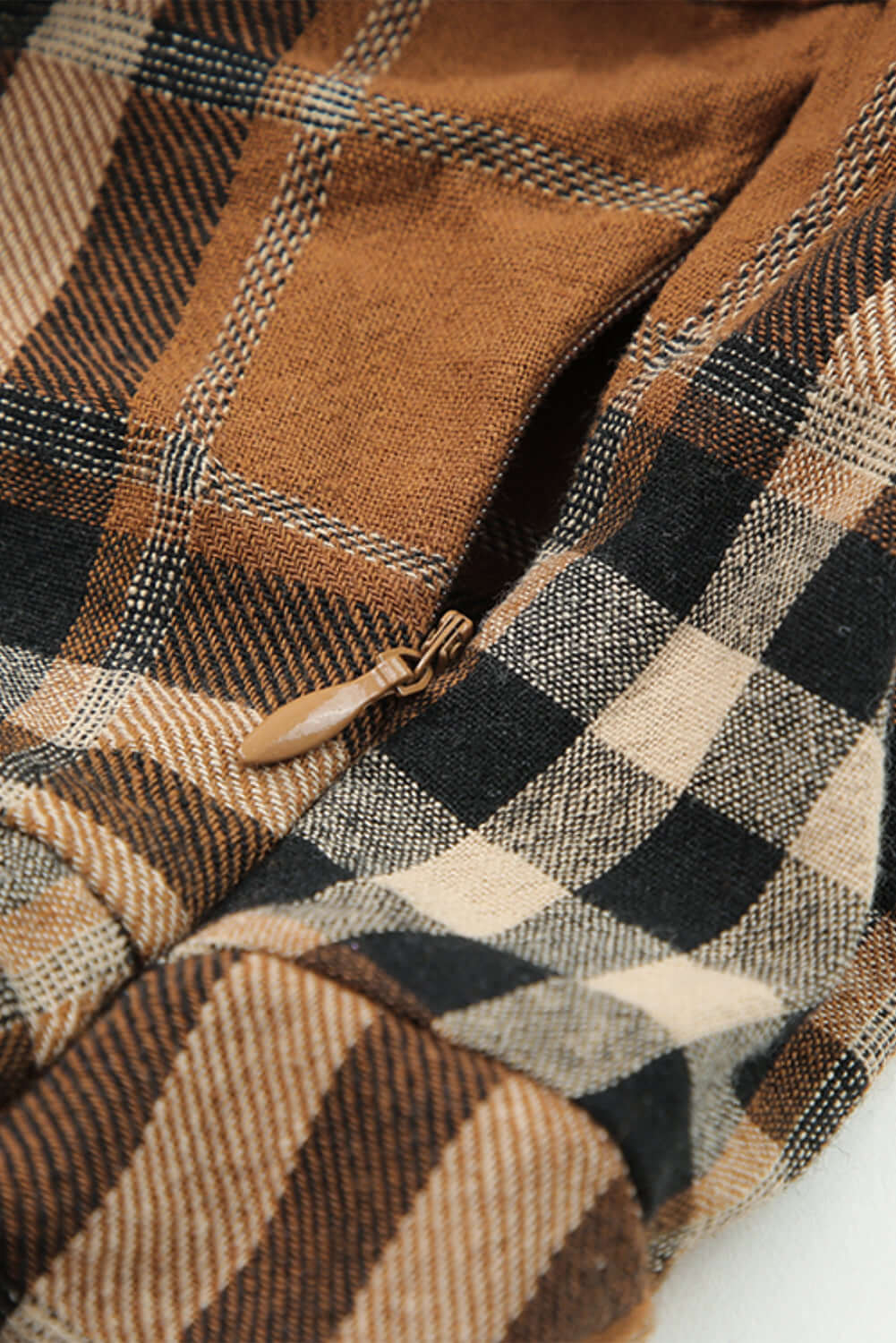 Brown Plaid Pattern Empire Waist Babydoll Dress - Dixie Hike & Style