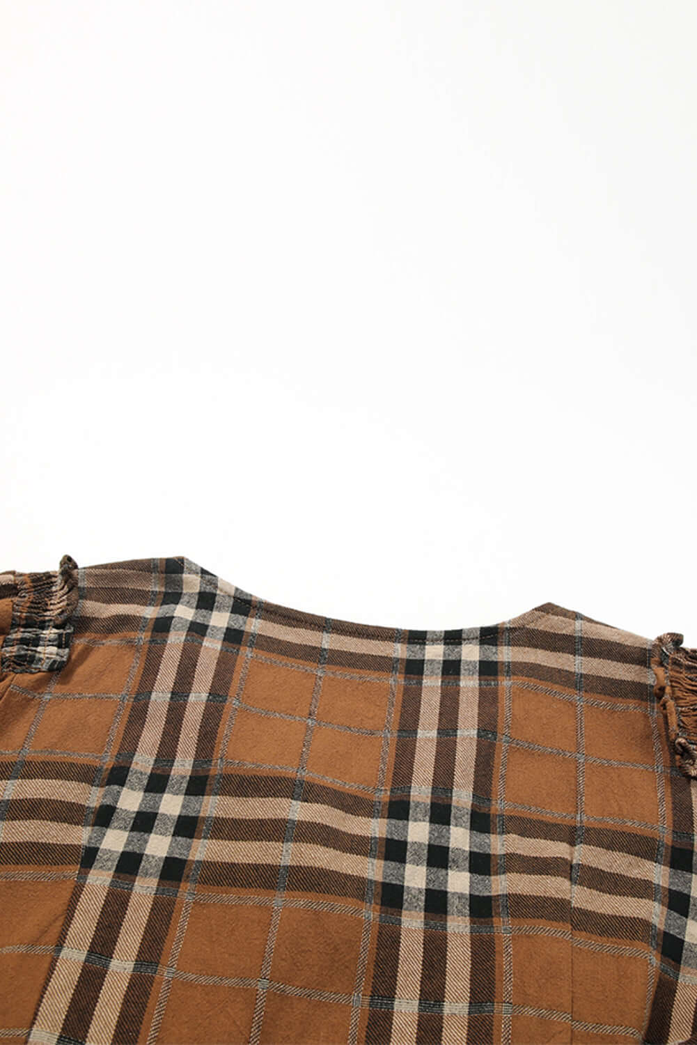 Brown Plaid Pattern Empire Waist Babydoll Dress - Dixie Hike & Style