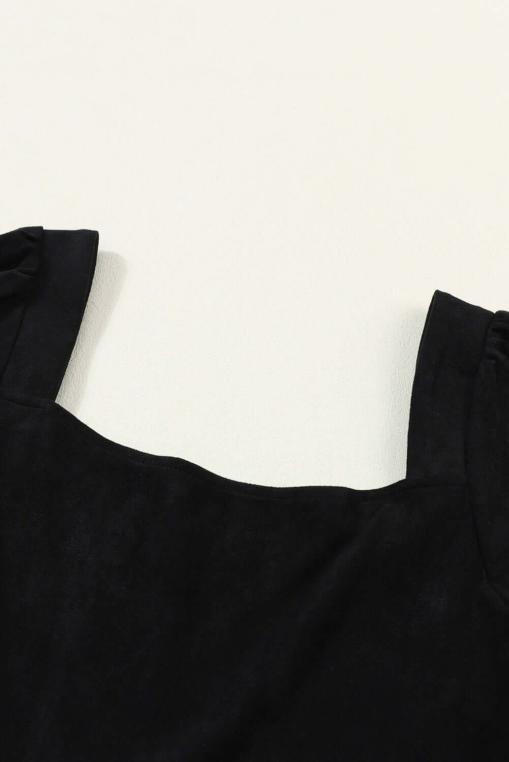 Black Suede Square Neck Puff Sleeve Dress - Dixie Hike & Style