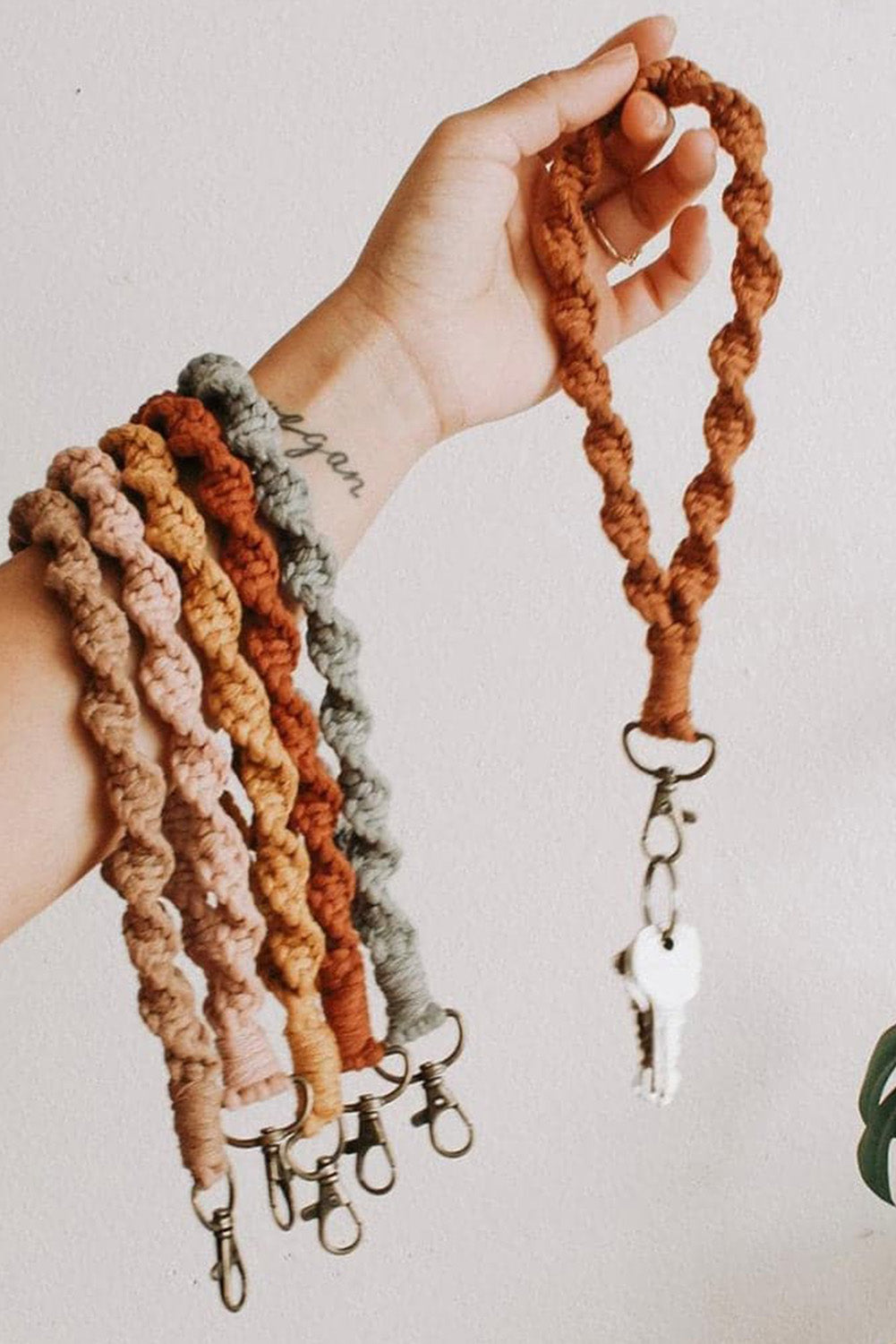 Khaki Twist Braided Wristlet Keychain - Dixie Hike & Style