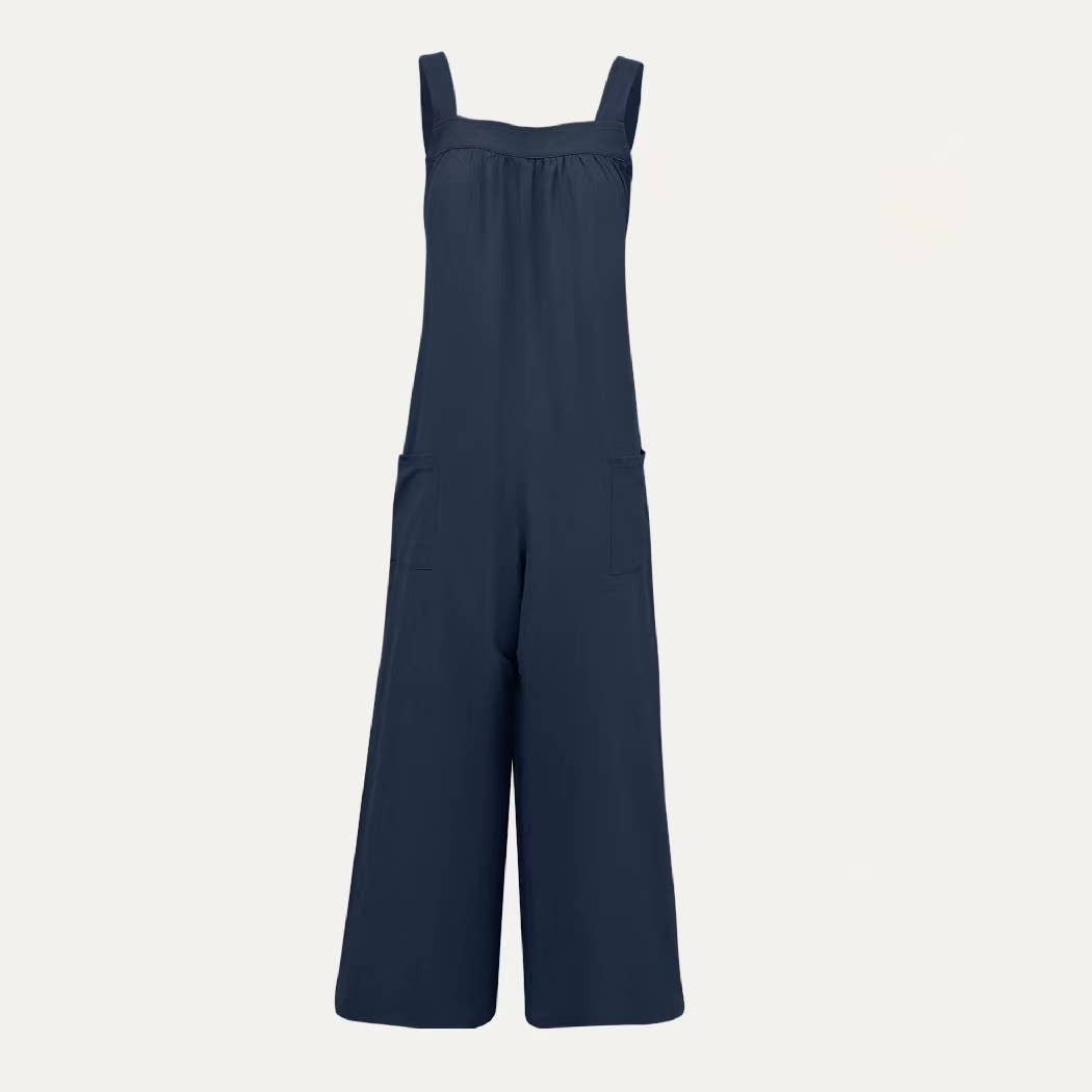 Lay Back Trendy Wide-Leg Open-Back Overall Jumpsuit
