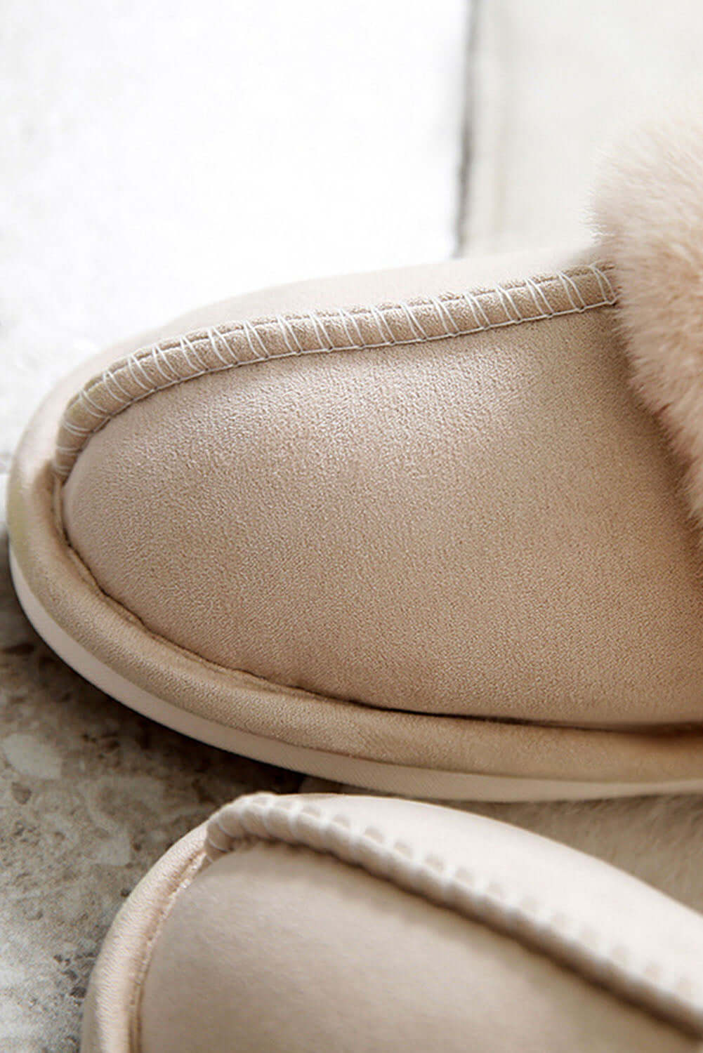 Khaki Cut and Sew Faux Suede Plush Lined Slippers - Dixie Hike & Style