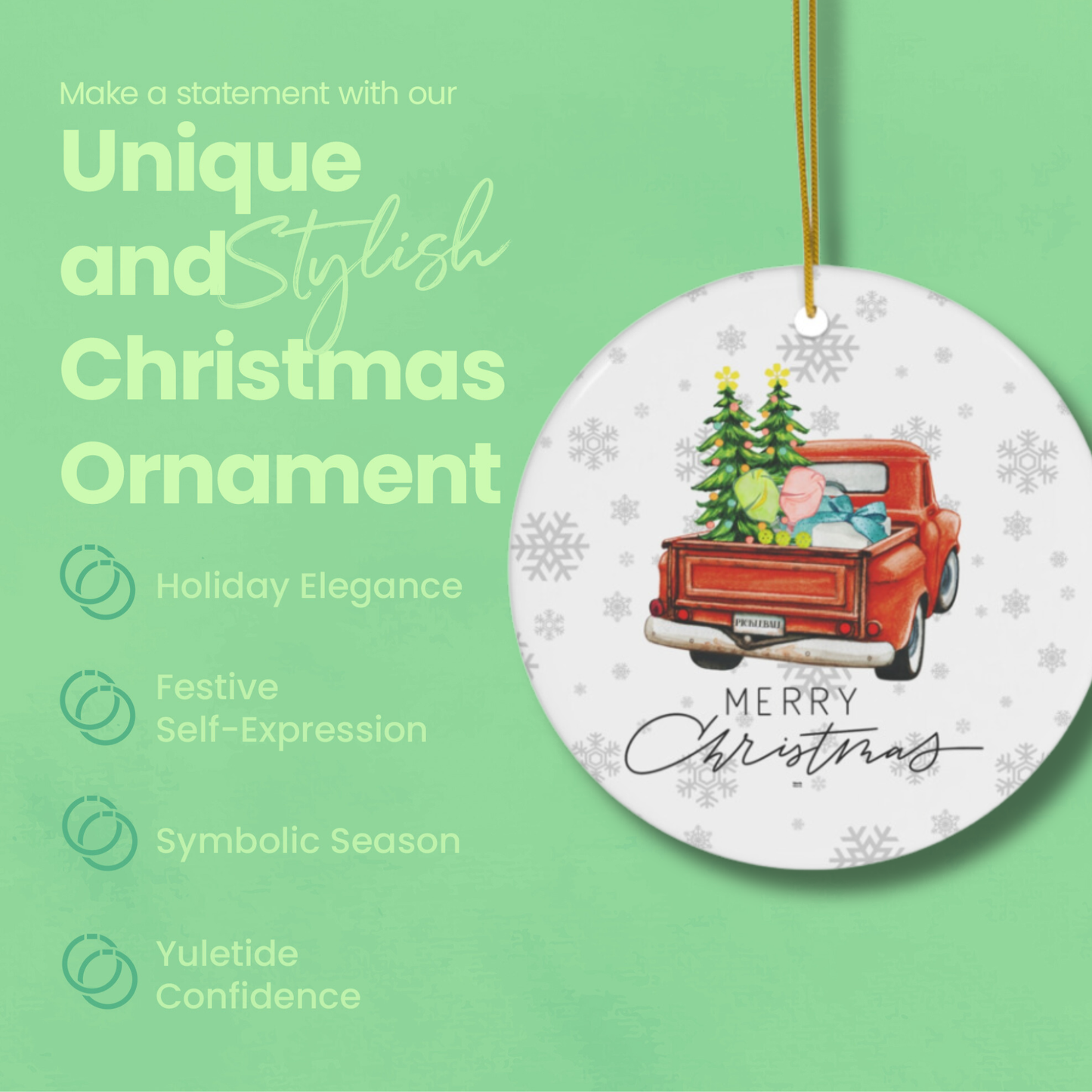 Vintage Truck Pickleball Ornament - Dixie Hike & Style