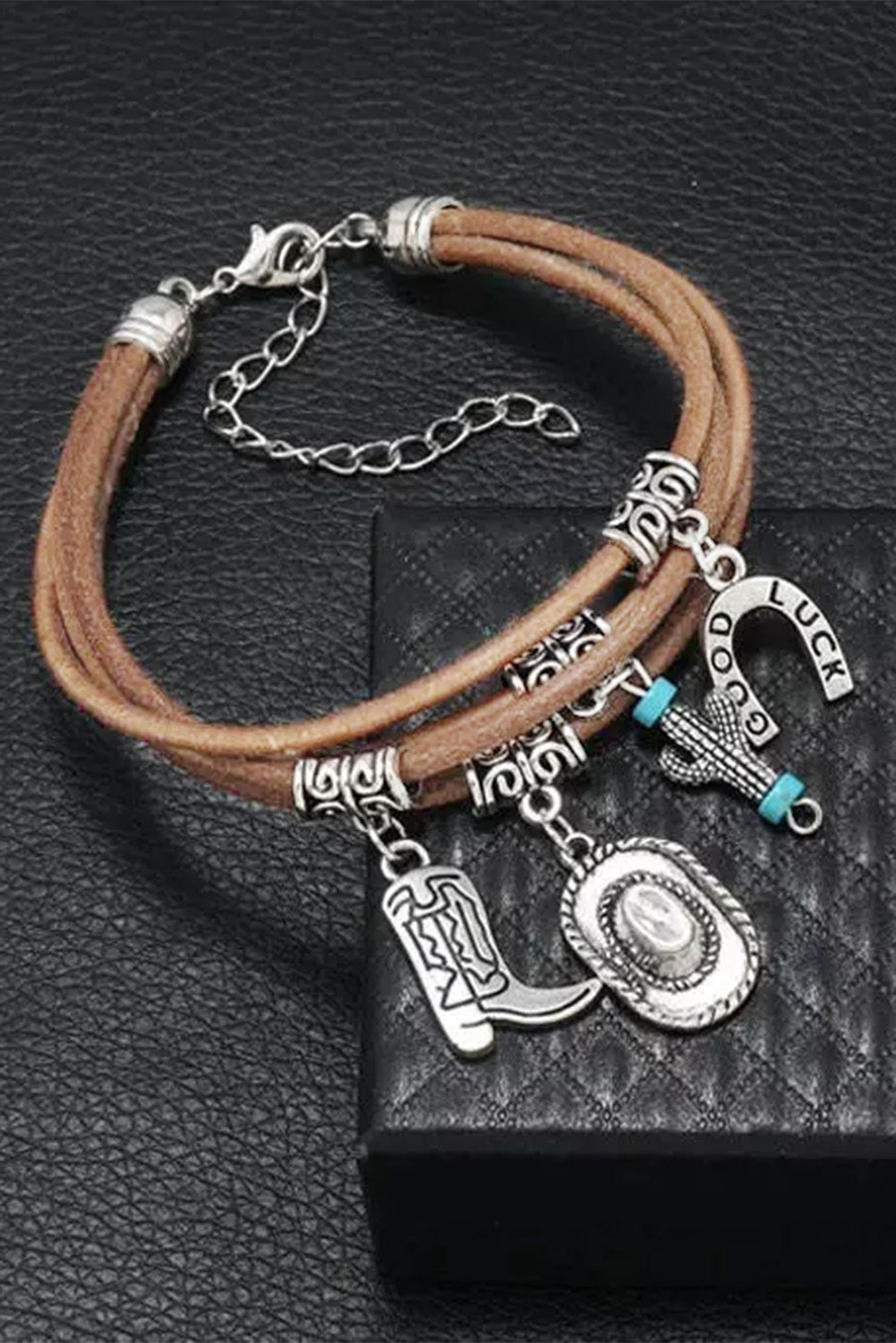 Silver Good Luck Cactus Multi-Layered Bracelet - Dixie Hike & Style