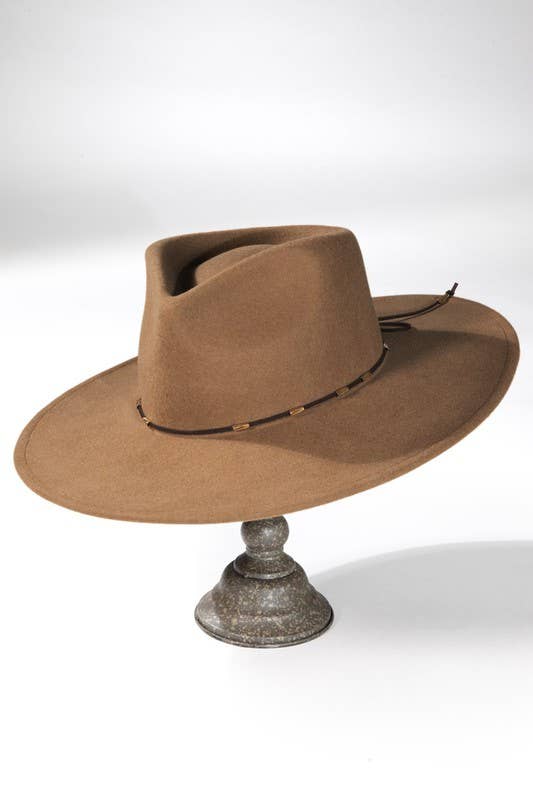 Delicate Trim Wool Panama Hat