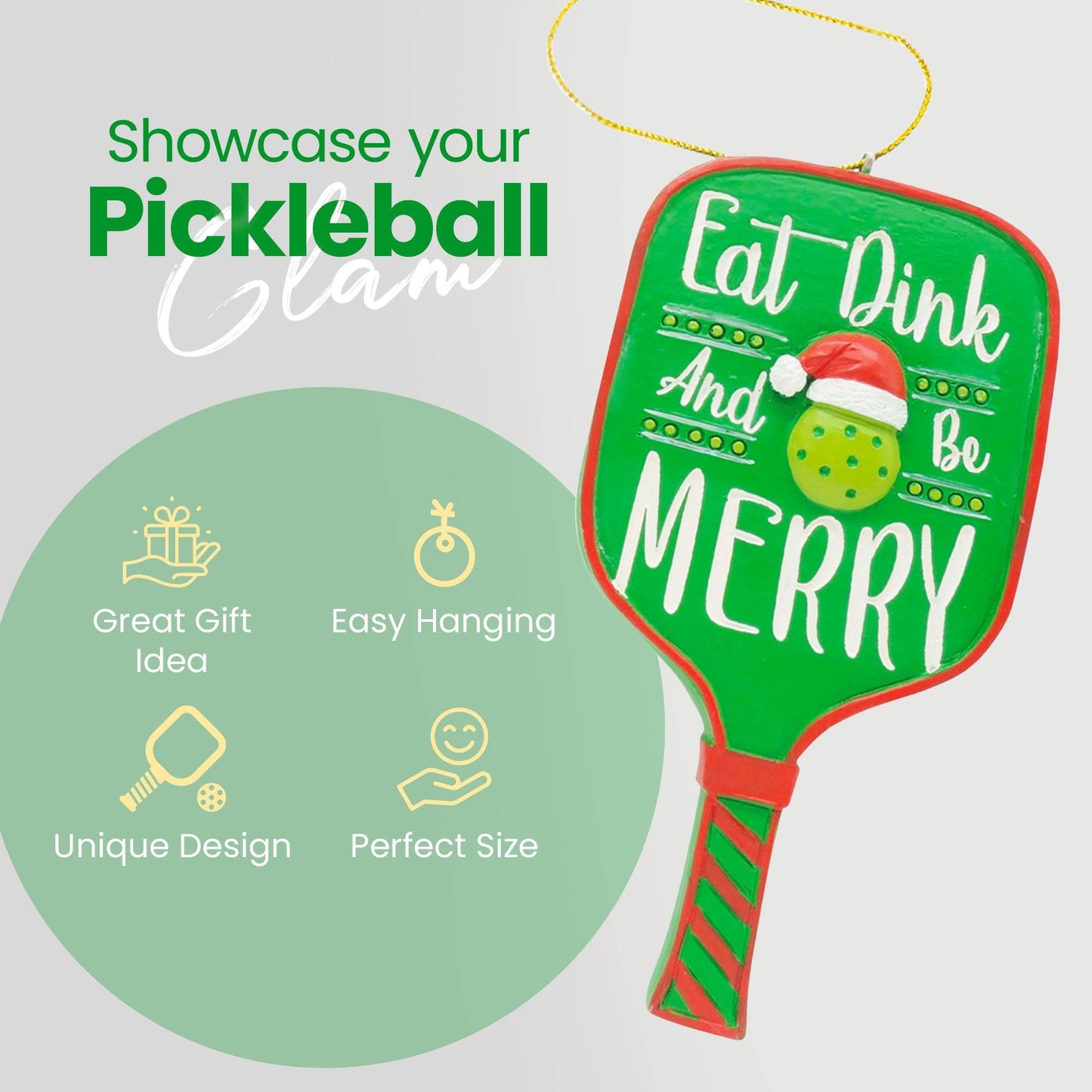 Pickleball Paddle Christmas Ornament - Dixie Hike & Style