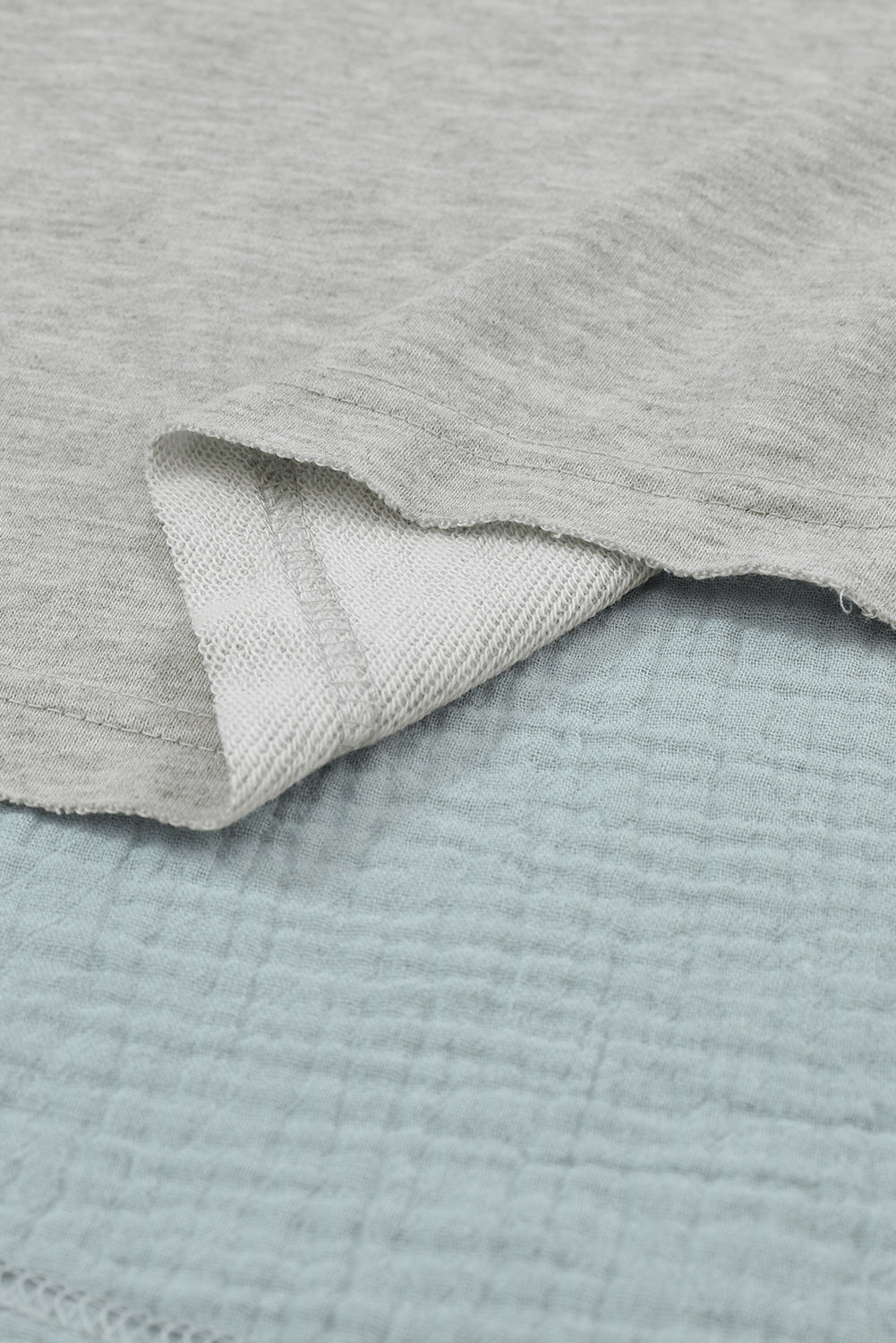 Grey Crinkle Splicing Raw Hem High Low Oversized Blouse - Dixie Hike & Style